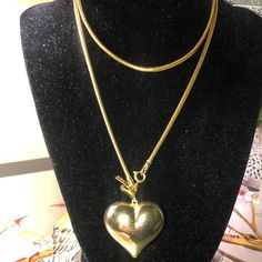 Heart Necklace Gold Large Heart Adorable Large Heart Necklace, Vintage Heart Necklace, Big Heart Necklace, Hearts Jewelry, Heart Necklace Gold, Heart Costume, School Snack, Jewelry Heart, Heart Hoop Earrings