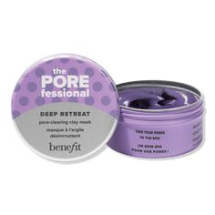 The POREfessional Deep Retreat Pore-Clearing Clay Mask - Benefit Cosmetics | Ulta Beauty Clay Mask Benefits, Kaolin Clay Mask, Pore Mask, Clear Pores, Dry Face, Women Cosmetics, Clay Mask, Kaolin Clay, Benefit Cosmetics