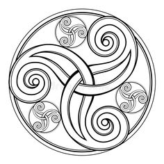 a black and white circular design with swirls in the center royalty illustration on a white background