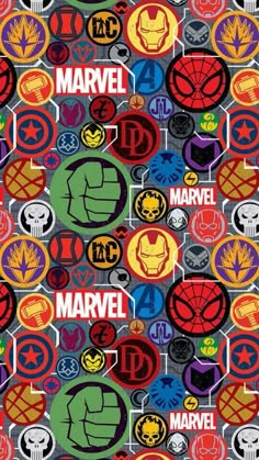 an image of the avengers logo with many different colors and sizes on it's surface