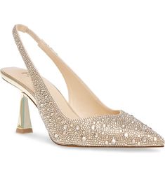 Rhinestone Pumps, Betsey Johnson Shoes, Gold Pumps, Pointed Heels, Womens Clarks, Gold Heels, Shoes Heels Pumps, Slingback Heel, Slingback Pump