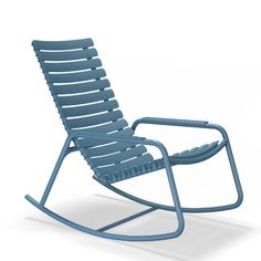 a blue rocking chair on a white background