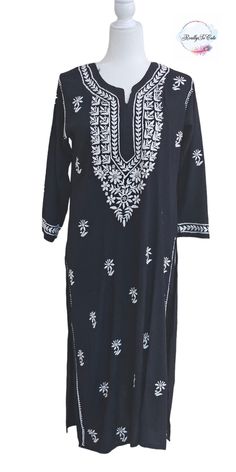 Introducing  beautiful long kurta  which looks too pretty.  The soft Cotton fabric ensures that you stay comfortable for long hours and give Sunny Look. Pair this jeans, leggings, pants with a pair of stylish heels and a matching clutch for a complete casual look for a casual event, a party or an evening with friends. TOP Fabric - modal print kurti Sleeve Type: long Sleeve Neck Type: Round Neck color: dark navy blue  Size - Size Available - 36- 44 inch size is measured is Bust size. Bust Sizes: S (Bust Size: 38 in)  If you need any clarification regarding Size Please contact me. Care Instructions: - Regular Wash with same colors. Low Tumble dry or air dry only. Long Kurta With Floral Embroidery For Diwali, Bollywood Style Embroidered Tunic Kurta, Festival Kurta With Intricate Embroidery Tunic, Diwali Long Kurta With Floral Embroidery, Straight Kurta In Mulmul With Intricate Embroidery, Long Salwar Kameez With Chikankari Embroidery For Navratri, Mulmul Straight Kurta With Intricate Embroidery, Straight Mulmul Kurta With Intricate Embroidery, Traditional Tunic With Intricate Embroidery For Eid