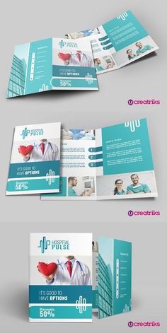 three fold brochure mockup with blue and white colors