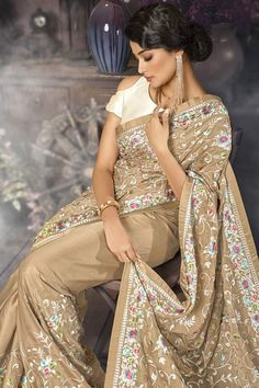 Look pretty draped in this Beige colour Traditional Color Heritage Satin Heavy Parsi gara Embroidered Party Wear Saree Blouse. the gorgeous heavy embroidered work a considerable characteristic of this attire. Product Detail Fabric Satin Work Parsi Gara Embroidery Color Beige Style Designer-wear Washdry-clean Occasion Bridal, Wedding, Engagement, Traditional https://www.ebay.com/itm/355195796199?mkcid=16&mkevt=1&mkrid=711-127632-2357-0&ssspo=5tfbznihtgw&sssrc=2524149&ssuid=5tfbznihtgw&var=&widget_ver=artemis&media=WHATS_APP Traditional Fitted Beige Saree, Festive Beige Saree With Intricate Embroidery, Traditional Beige Pre-draped Saree, Embroidered Beige Saree In Traditional Drape, Bollywood Style Embroidered Beige Saree, Traditional Embroidered Beige Saree, Embroidered Beige Saree For Festivals, Embroidered Beige Saree Set, Beige Saree With Intricate Embroidery