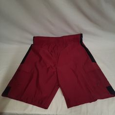 New Open Trails Men's Red Black Stripes Down Legs Swim Board Shorts 2 Side Hook Loop Patch Pockets Size Lg Red Shorts With Side Pockets, Red Swim Trunks With Pockets For Swimming, Red Shorts With Elastic Waistband For Swimming, Red Elastic Waistband Shorts For Swimming, Sporty Red Bottoms For Outdoor Activities, Red Summer Bottoms For Outdoor, Red Summer Outdoor Bottoms, Red Swim Trunks With Pockets, Red Casual Swim Trunks With Elastic Waistband