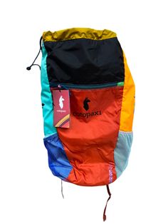 Brunt Orange & Black Nylon Climbing Backpack, Casual Multicolor Backpack For Outdoor Activities, Multicolor Nylon Hiking Bag, Multicolor Backpack For Outdoor Activities, Nylon Backpack For Climbing, Sporty Standard Backpack For Adventure, Multicolor Nylon Backpack For Outdoor Activities, Sporty Backpack For Adventure, Multicolor Sports Backpack