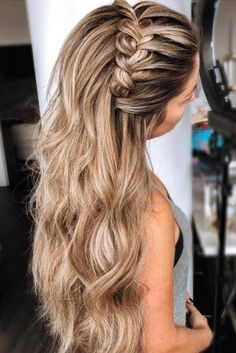 Glamorous Wedding Hair, Plaits Hairstyles, Braided Hairstyles For Wedding, Braided Hairstyles Easy, Wedding Hairstyles For Long Hair, Half Up Hair, Braids For Long Hair