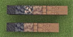 A gradient of minecraft blocks in row from the dark Mud block to light tan mushroom blocks. The order of the gradients is mud, basalt, deepslate iron ore, dripstone block, mud bricks, packed mud, and lastly brown mushroom block. Brick Minecraft, Minecraft Brick, Minecraft Structures, Minecraft Interior Design, Cool Minecraft Creations, Diy Minecraft, Minecraft Room