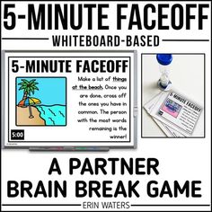 the five minute faceoff game is shown in black and white with an image of a palm tree