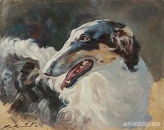 a painting of a dog with its mouth open