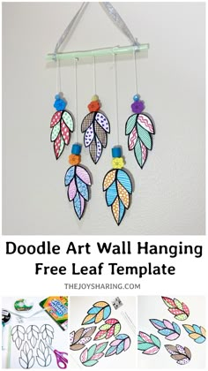 the free printable doodle art wall hanging is perfect for kids to make