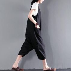 Black linen jumpsuits strap pants plus size retro styleThis dress is made of cotton or linen fabric, soft and breathy, suitable for summer, so loose dresses to make you comfortable all the time.Measurement: One Size: length 114cm / 44.46" Bust 90cm / 35.1" Waist 116cm / 45.24" Inseam 87cm / 33.93" Pants Cuff 46cm / 17.94"Materials used: linenPayment: We accept payment by paypal and credit card. if you would like to pay by credit card, please choose payment by paypal, and follow the guide. Paypal Black Cotton Overalls For Summer, Black Cotton Summer Overalls, Baggy Black Jumpsuits And Rompers For Summer, Black Baggy Jumpsuits And Rompers For Summer, Black Linen Jumpsuits And Rompers For Summer, Linen Dresses Plus Size, Dresses To Make, Strap Pants, Loose Dresses