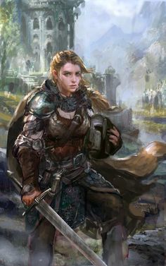 Woman In Armor, Heroic Fantasy, Female Knight, Bow And Arrow, Fantasy Armor, Fantasy Warrior, 판타지 아트