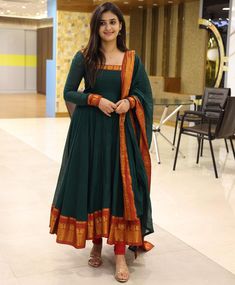 Long Chudidar Designs, Silk Chudidar Designs For Stitching, Saree Stitched Dress Ideas, Long Dresses Indian Style Anarkali Suits, Narayanapeta Long Frock Designs, Narayanpet Kurti Designs, Pattu Kurta Designs For Women, Anarkali Dress With Saree, Narayanpet Dresses Models