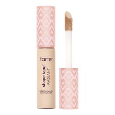 Medium coverage, radiant finish concealer. tarte's shape tape radiant concealer gives featherlight medium coverage for a 'no-makeup-makeup' look that won't hide your freckles or cake your face. Featherlight medium coverage with radiant finish for healthy-looking skin. Photoluminescent complex converts UV light to blue light to neutralize dark circles & brighten for a soft-focus glowy effect. Triple hyaluronic acid blend drenches skin in 24-hr hydration. Undereyes & texture look smoother in seconds. Packed with centella asiatica, vegan collagen & niacinamide to calm redness & give a softer, more even & radiant complexion. Winter Wishlist, Tarte Shape Tape Concealer, Vegan Collagen, Shape Tape Concealer, Tarte Shape Tape, Shape Tape, Tarte Makeup, Soft Focus, No Foundation Makeup