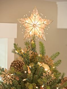 a christmas tree with a star decoration on top