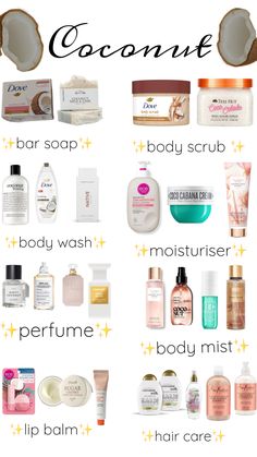 #beauty #vibes #bodycare #bodycareroutine #coconutgirl #perfume#skincareaesthetic#selfcare~itgirl#cleangirl#glow#smellgood #coconutgirlaesthetic Coconut Body Care Routine, Vanilla Coconut Scent Combo, Coconut Self Care Products, Coconut Shower Products, Eos Coconut Waters Combo, Glowing Body Skin Products, Coconut Scent Combo, Coconut Body Care