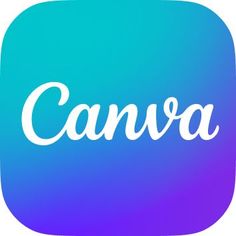 the word canva in white on a blue and purple background with an inset