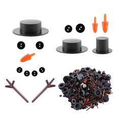 PRICES MAY VARY. Christmas Snowman Kit for DIY Craft:800pcs Christmas DIY snowman ornament set including 80pcs mini black top hats, 480pcs tiny black buttons, 160pcs brown snowman hands, 80pcs carrot snowman noses, large amount of accessories to do your DIY snowman crafts and decorating Christmas party, clothing crafts, hair ornaments etc, you can even share the fun with your friends and family. Plastic Magician Hats:these mini black top hats for crafts are made of durable plastic, smooth with c Christmas Diy Snowman, Snowman Hat Diy, Diy Christmas Snowman, Snowman Diy, Snowman Kit, Diy Snowman Ornaments, Snowman Crafts Diy, Button Ornaments, Diy Craft Kit