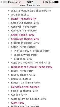 an iphone screen showing the theme party list