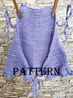 PATTERN  PATTERN  PATTERN This pattern is available in English language only This listing is for one digital download - PDF of crochet kids top This is not a finished product. The pattern, with which you can crocheted top for a little girl. No diagrams. Descriptions in rows, step by step. This listing is for the the sizes 7 US kids' numeric / 8 US kids' numeric Only be for personal use and not to make items for sale. File will be available to directly download once payment is confirmed. Work it Crop Top Purple, Open Back Crop Top, Toddler Top, Crochet Kids, Crochet Toddler, Beach Clothing, Tank Girl, Christmas Gift Jewelry, Boho Festival