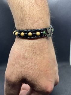 Bracelet is here made by a coin of 5 Pesos!  Handmade Clasp! Handmade Leather Bracelet As A Gift, Handmade Leather Bracelet Gift, Handmade Round Leather Bracelet Gift, Bracelet, Beaded Bracelets