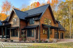 this is an artist's rendering of the front elevation of these log home plans