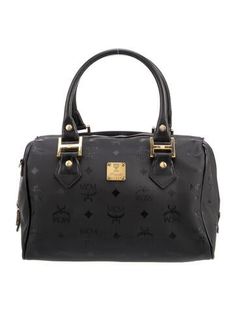 MCM Top Handle BagVintageBlack PVCPrintedVisetosGold-Tone HardwareLeather TrimRolled HandlesLeather Trim Embellishment & Single Exterior PocketLogo Jacquard Lining & Dual Interior PocketsZip Closure at TopProtective Feet at Base Mcm Handbags Neiman Marcus, Handbag Handles, Handle Bag, Top Handle, Embellishments, Women Handbags, Trim, Exterior