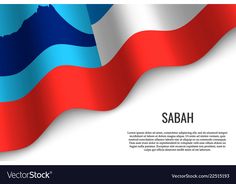 the flag of the state of sabah waving in the wind on a white background