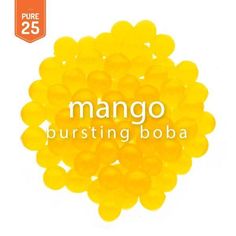 mango bursting boba gummy balls are in the shape of an orange ball