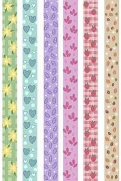 four different colored strips with hearts and flowers on them