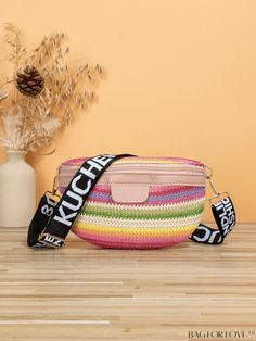 BagForLove - Striped Straw Bag: Color Block Design Casual Multicolor Bucket Shoulder Bag, Casual Multicolor Shoulder Bag With Large Capacity, Casual Multicolor Large Capacity Shoulder Bag, Casual Multicolor Straw Bag With Large Capacity, Casual Multicolor Large Capacity Straw Bag, Casual Large Capacity Multicolor Straw Bag, Casual Multicolor Bucket Bag For Spring, Multicolor School Bag For Spring, Casual Multicolor Bucket Straw Bag