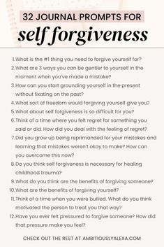 2023 Journal Prompts, Forgiveness Journal, 2023 Journal, Self Forgiveness, Girl Affirmations, Mindfulness Journal Prompts, Journal Questions, Journal Inspiration Writing, Healing Journaling