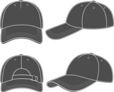 four baseball caps in three different positions