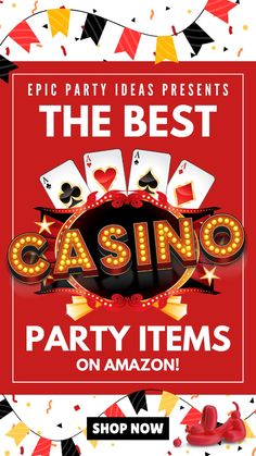 casino party flyer with neon lights and dices