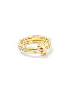 Featuring a triple-stacked band, the Tia 18k Gold Vermeil Band Ring in White Sapphire adds texture and sparkle with its modern design and pavé eternity band. Designed to last, wear with everything from your everyday rings to your most elevated occasion pieces. Metal 18k Yellow Gold Vermeil What is Vermeil? Vermeil (that’s pronounced ver-may) is a gold plating technique that dates back to the 19th century. While other jewelers plate over less durable metals, our vermeil starts with a Sterling Sil Senior Rings, Preppy Jewelry, Dope Jewelry, Classy Jewelry, Everyday Rings, Jewelry Lookbook, Demi Fine Jewelry, Girly Jewelry, Jewelry Inspo