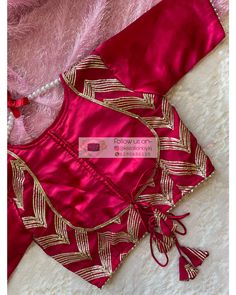 Gota Patti Embroidery, Regal Style, Modest Neckline, Satin Silk, Blouse Fabric, Silk Satin, Feel Like, Aura, Hot Pink