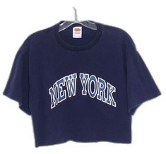 Tshirt Crop, Tshirt Crop Top, Athletic Streetwear, Cropped Tshirt, New York Shirt, Random Clothes, Blue Tone, 90s Style, Top Graphic Tees