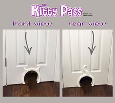 the kitty pass door is open and has an arrow pointing to it's left side