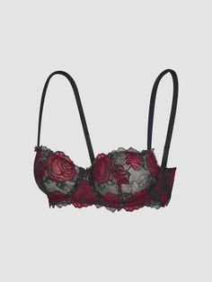 Les Roses Lace Unlined Balconette Bra in Black & Multi | SAVAGE X FENTY