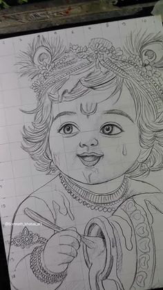 Krishna Eating Makhan Drawing Sketch, Baby Krishna Sketch, Yashoda Krishna Drawing, Bal Krishna Sketch, Krishna Drawing Outline, Lord Krishna Sketch Pencil Easy, Krishna Ji Drawing Easy, Lord Krishna Sketch Easy