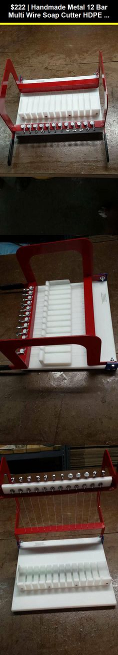 three different views of a red and white tray