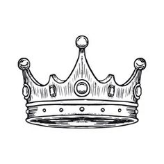 a black and white drawing of a crown