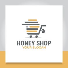 honey shop logo with a shopping cart