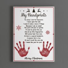 Handprint Art Christmas, Handprint Art Kids, Christmas Handprint Art, Baby Handprint Art, Hand Print Tree, Christmas Handprint Crafts, Craft Christmas Gifts