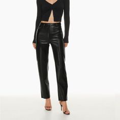 Aritzia Wilfred Melina vegan leather ankle pants in black noir size 0 All About Gemini, About Gemini, Flattering Pants, High Rise Style, Aritzia Pants