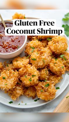 there is a plate with fried coconut shrimp on it