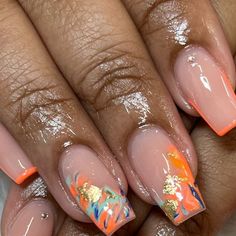 Nail Designs Mid Length, Hawaii Nail Ideas, Dope Nail Designs Mid Length, Peach Nail Designs, Acrylic Short Nails, Glamour Nails, Nail Design Inspiration