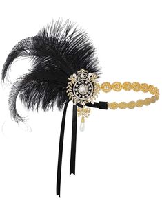 PRICES MAY VARY. Material: Blinking crystals, high quality imitation pearls, beads and gorgeous feathers. Size: One size fits most with a ribbon band. Feature: This elegant headpiece features crystal rhinestones bursting through soft feathers, which pairs perfectly with your showgirl outfit. Occasion: Fabulous for roaring 20's parties, Great Gatsby themed parties, proms, art deco parties, Halloween, and any other retro style occasion. Perfect Gift: This stunning flapper headpiece can be a sophis Gatsby Hair Accessories, Great Gatsby Hair, Great Gatsby Hairstyles, 1920s Accessories, Gatsby Hair, Great Gatsby Themed Party, Flapper Accessories, Art Deco Party, Flapper Headpiece